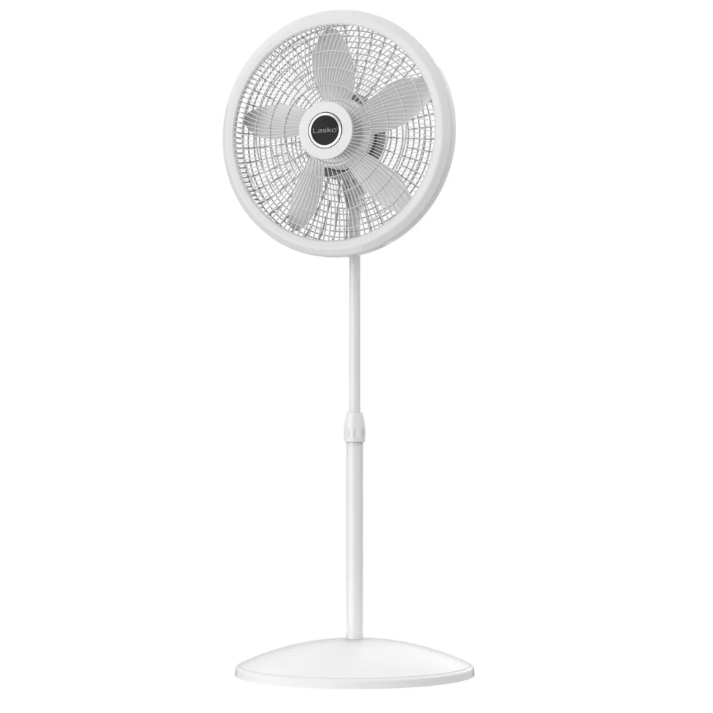 Lasko 16″ Oscillating Pedestal Fan – 3 Speeds, Quiet Airflow β alternate angle showing full product