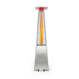 LAUSAINT HOME 48 000 BTU Pyramid Patio Heater with Cover Wheels Outdoor Propane Flame Heater Silver