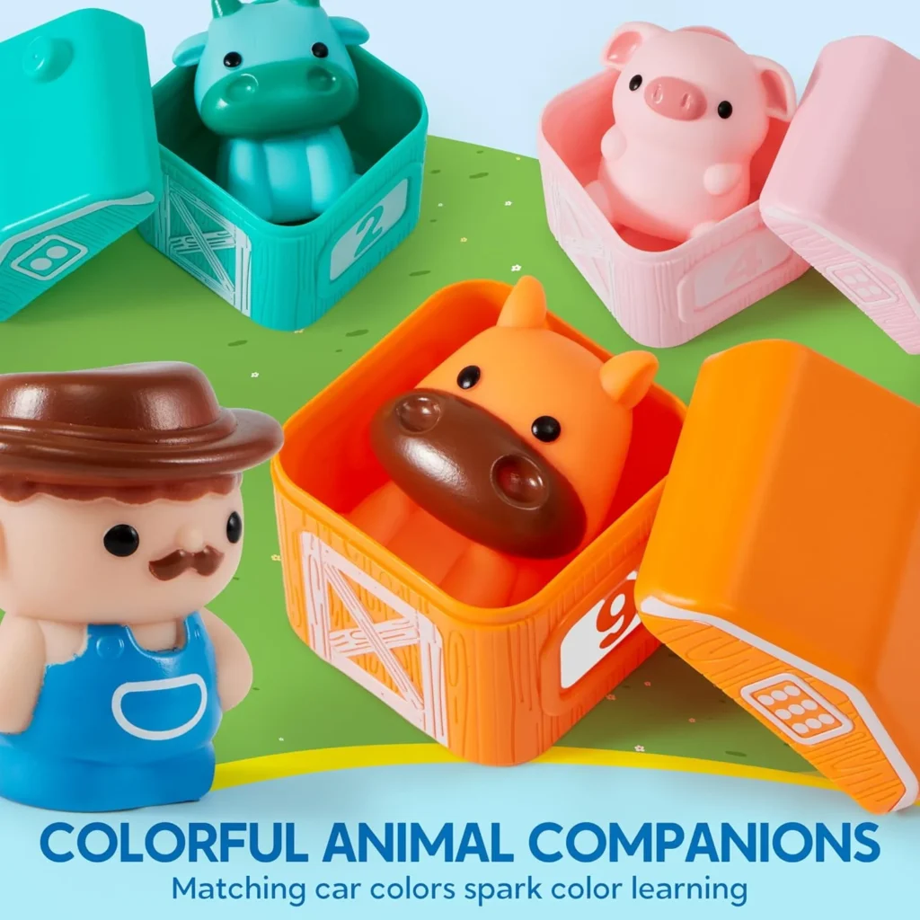 Learning Toy for Toddlers 1 2 3 Years Old Counting Matching Sorting Montessori Learning Farm Train Including 9 Farm Animals
