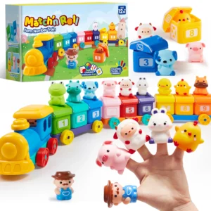 Learning Toy for Toddlers 1 2 3 Years Old Counting Matching Sorting Montessori Learning Farm Train Including 9 Farm Animals