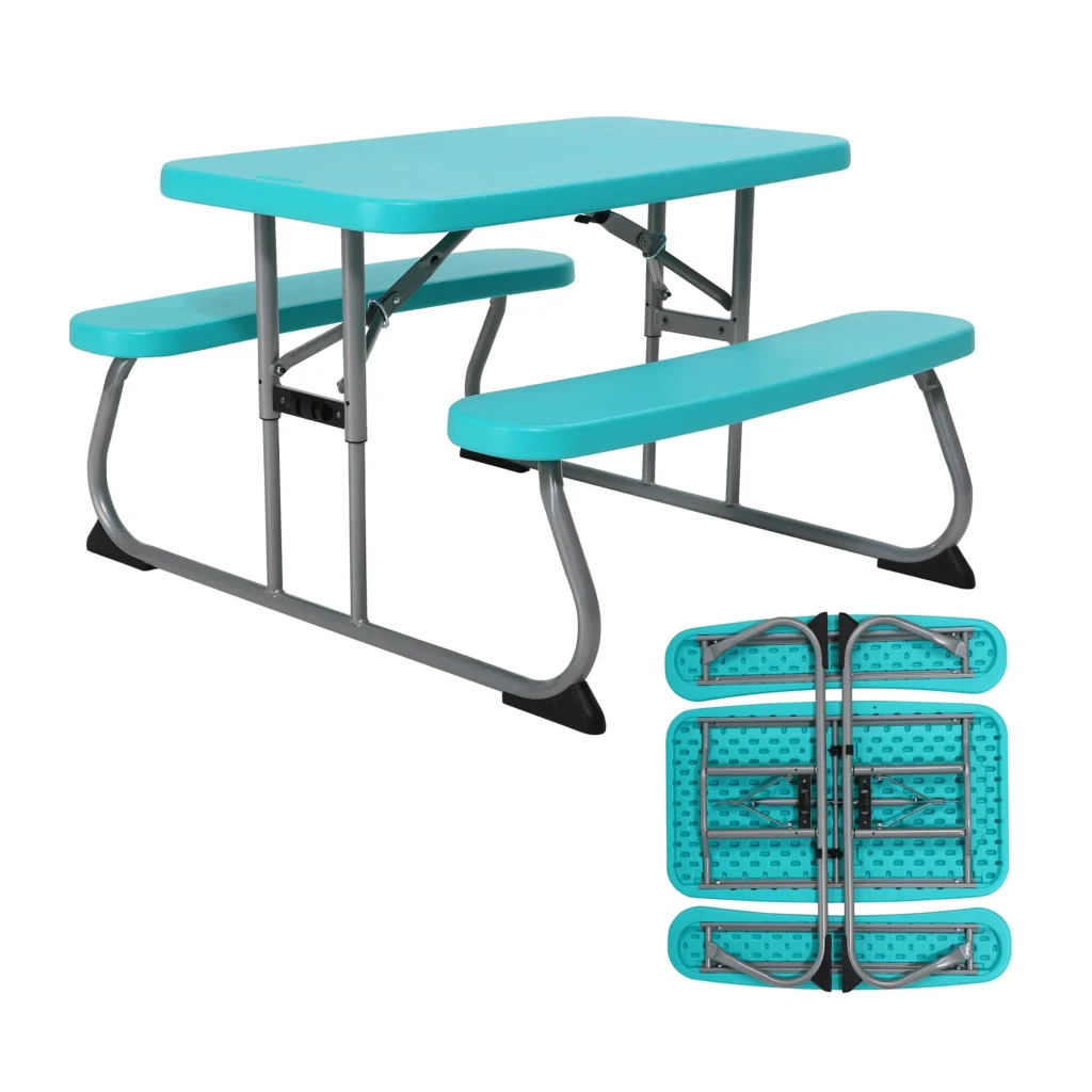 Lifetime Kids Indoor Outdoor Polyethylene Picnic Table Aqua 60219 — close-up detail of design and finish