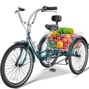 Lilypelle Adult Tricycles 7 Speed 20 24 26 Inch Three Wheel Bike Cruiser Trike with Low Step Through Frame Large Basket for Men Women Seniors