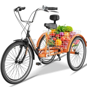 Lilypelle Adult Tricycles 7 Speed 20 24 26 Inch Three Wheel Bike Cruiser Trike with Low Step Through Frame Large Basket for Men Women Seniors