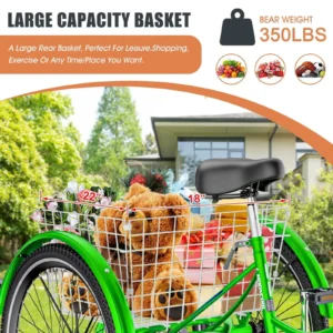 Lilypelle Adult Tricycles 7 Speed 20 24 26 Inch Three Wheel Bike Cruiser Trike with Low Step Through Frame Large Basket for Men Women Seniors