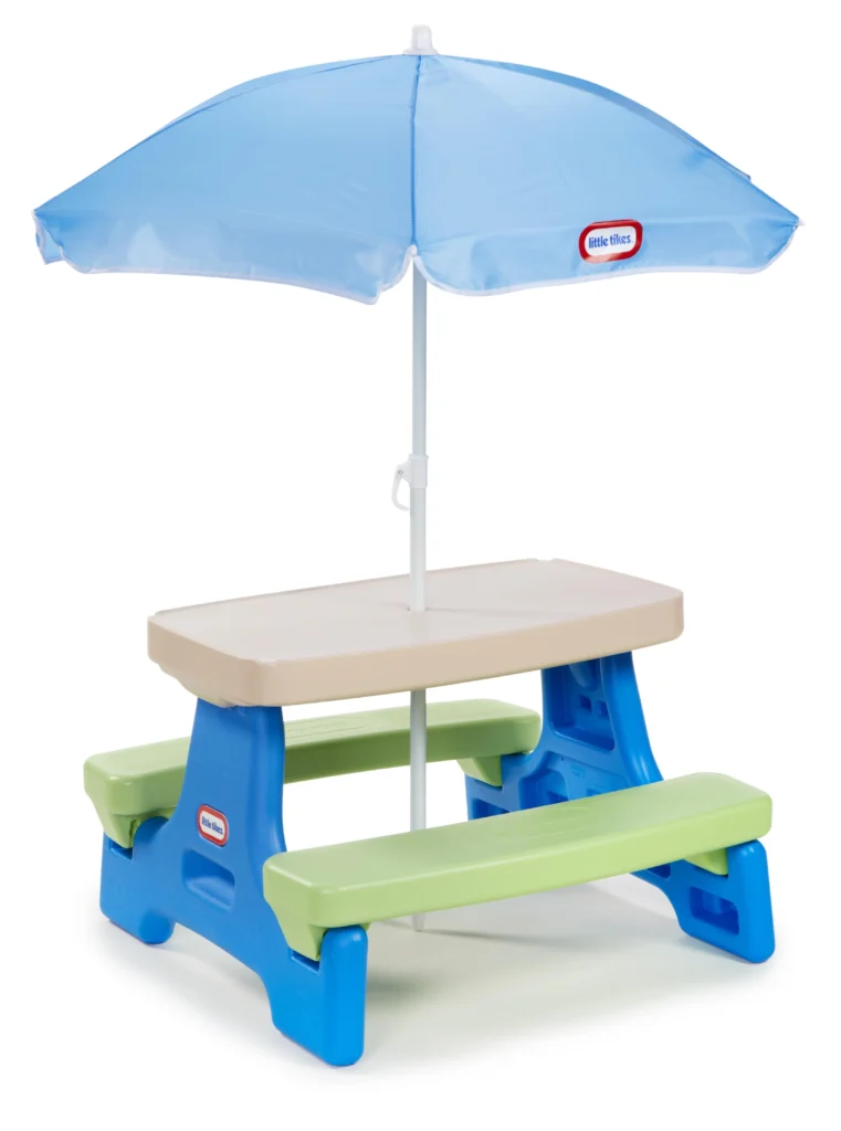 Little Tikes Fold N Store Picnic Table – All-Weather Play — alternate angle showing full product
