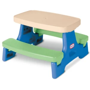 Little Tikes Outdoor Portable Kids Picnic Table with Umbrella Blue Green