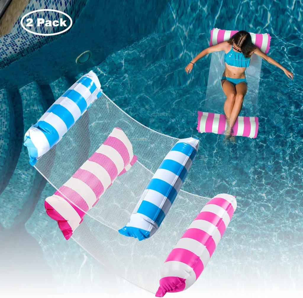 Livhil Pool Float Hammock – Canopy & Cup Holder Comfort — alternate angle showing full product