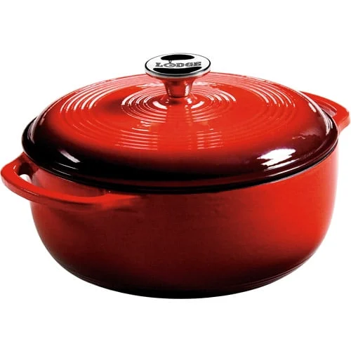 Lodge Cast Iron 5.5qt Enameled Dutch Oven – Versatile & Durable — close-up detail of design and finish