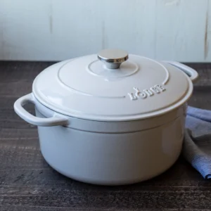LODGE CAST IRON 5 5QT OYSTER WHITE ENAMELED DUTCH OVEN