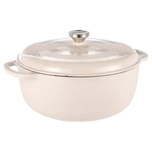 LODGE CAST IRON 5 5QT OYSTER WHITE ENAMELED DUTCH OVEN