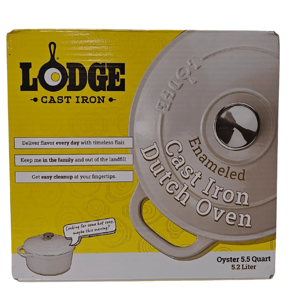 Lodge Cast Iron 5.5qt Enameled Dutch Oven – Oyster White β alternate angle showing full product