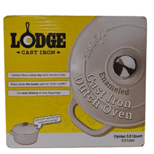 LODGE CAST IRON 5 5QT OYSTER WHITE ENAMELED DUTCH OVEN