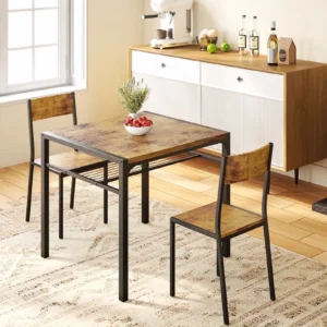 Lofka Modern Dining Room Table Set for 2 with Storage Shelf for Kitchen/Small Spaces, Retro