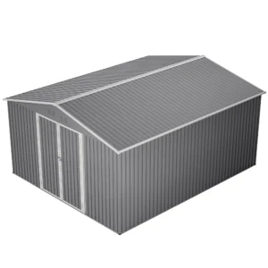 LZBEITEM 11 x 13 ft Outdoor Metal Storage Shed Floor Frame Kit Galvanized Steel Garden Shed Metal Garden Tool Shed Lockable Backyard Patio Gray 133 6