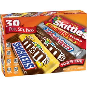 M M s Snickers 3 Musketeers Skittles Starburst Variety Pack Full Size Candy Assortment 30 Bars