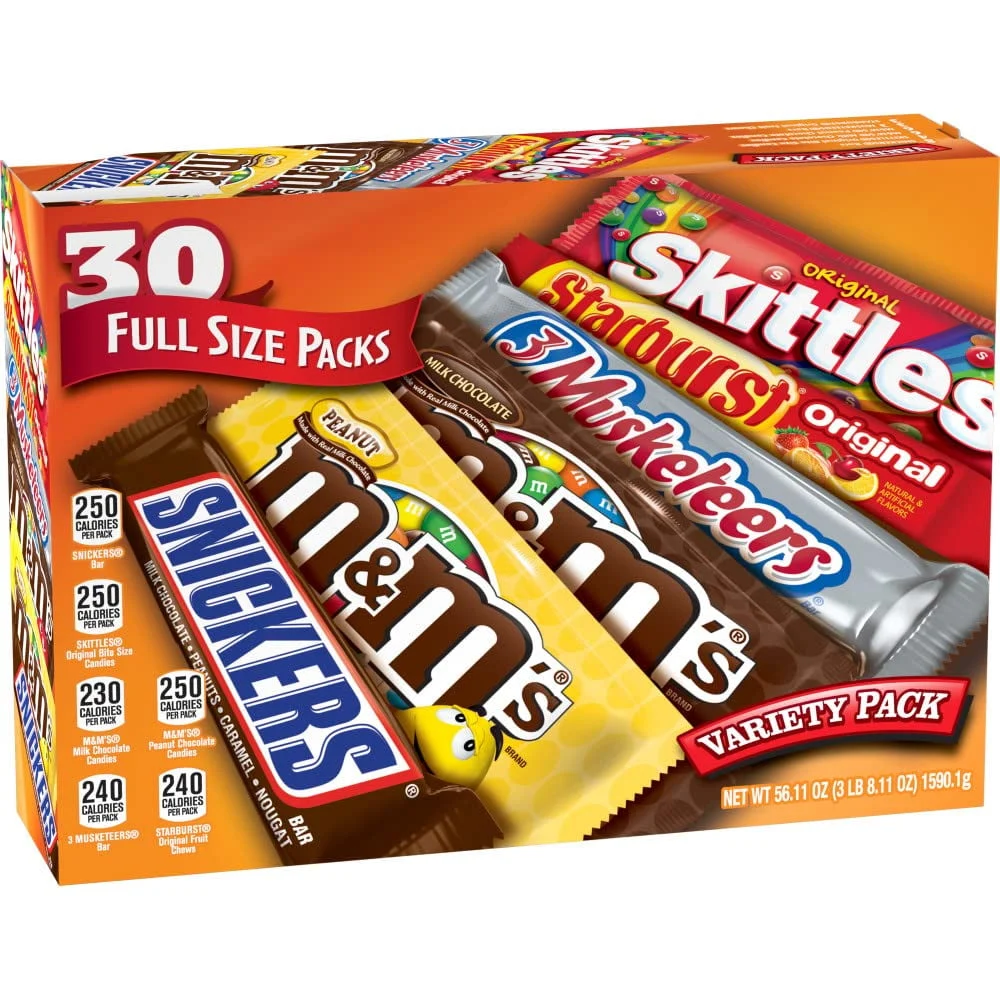 Mars Candy Full Size Variety Pack – 30 Bars for Every Craving β alternate angle showing full product