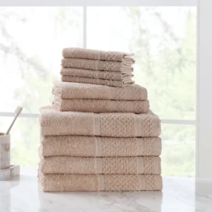 Mainstays 10 Piece Bath Towel Set with Upgraded Softness Durability Grey