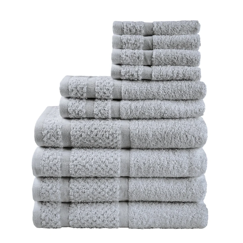 Mainstays 10 Piece Towel Set with Upgraded Softness Durability Grey
