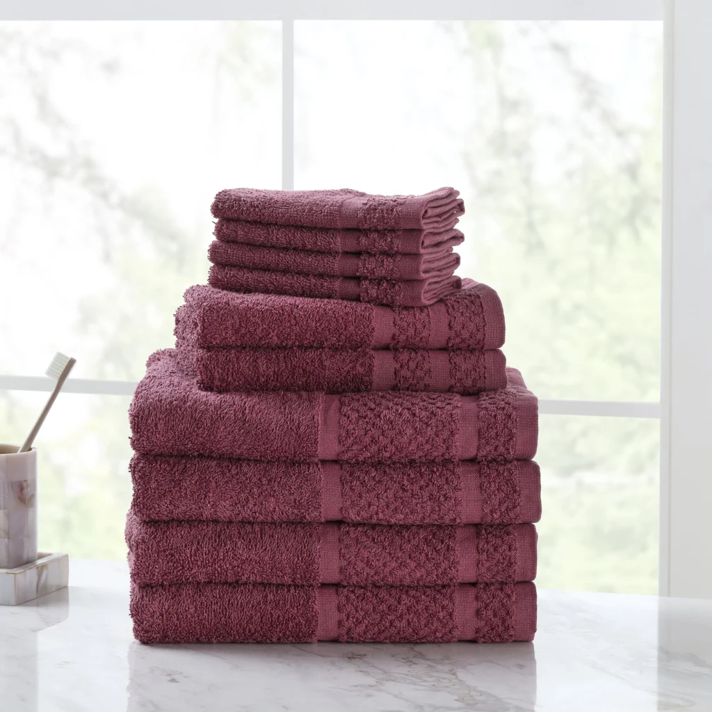 Mainstays Soft & Durable 10-Piece Towel Set – Grey — close-up detail of design and finish
