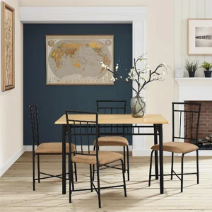 Mainstays 3 Piece Metal and Wood Dining Set Black and Gray Color