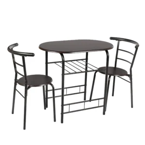 Mainstays 3 Piece Metal and Wood Dining Set Black and Gray Color