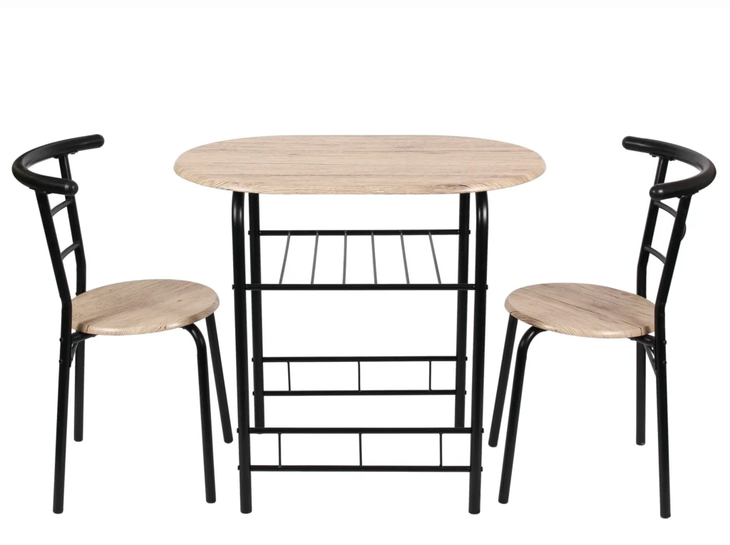 Mainstays 3 Piece Metal and Wood Dining Set Black and Gray Color