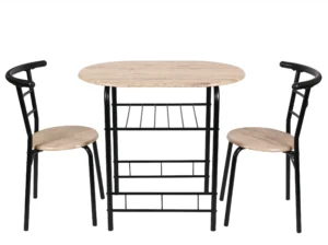 Mainstays 3 Piece Metal and Wood Dining Set Black and Gray Color