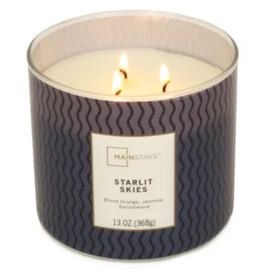 Mainstays 3 Wick Starlit Skies Fragranced Candle with Floral Design Wrap 13 Ounce