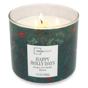 Mainstays 3 Wick Strawberry Breeze Fragrance Candle with a Decorative wrap 13 Ounce