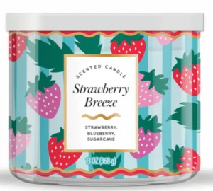 Mainstays 3 Wick Strawberry Breeze Fragrance Candle with a Decorative wrap 13 Ounce