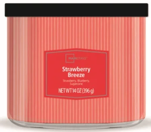 Mainstays 3 Wick Strawberry Breeze Fragrance Candle with a Decorative wrap 13 Ounce