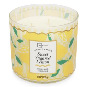 Mainstays 3 Wick Sweet Sugared Lemon Fragrance Candle with a Decorative wrap 13 Ounce