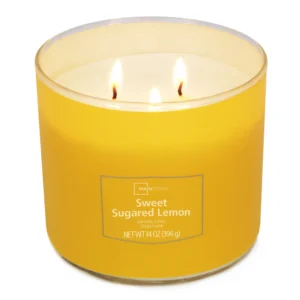 Mainstays 3 Wick Sweet Sugared Lemon Fragrance Candle with a Decorative wrap 13 Ounce