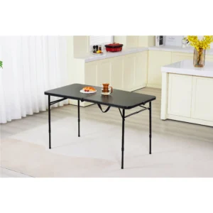 Mainstays 4 Foot Fold in Half Adjustable Folding Table Rich Black