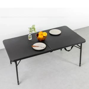 Mainstays 4 Foot Fold in Half Adjustable Folding Table Rich Black