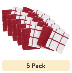 Mainstays 4 Pack 12 x12 Woven Kitchen Dish Cloth Set Red Sedona