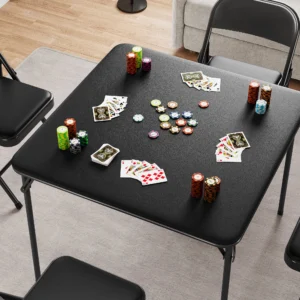 Mainstays 5 Piece Resin Card Folding Table and Four Folding Chairs Set Black