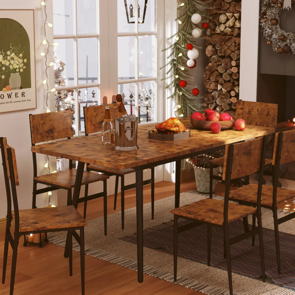 Mainstays 5-Piece Wood Metal Dining Set – Space-Saving Design β alternate angle showing full product