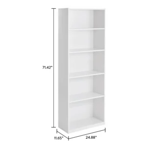 Mainstays 5 Shelf Bookcase with Adjustable Shelves White