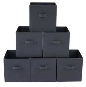 Mainstays Collapsible Cube Fabric Storage Bins 10 5 x 10 5 6 Pack Gray Flannel