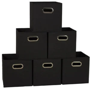 Mainstays Collapsible Cube Fabric Storage Bins 10 5 x 10 5 6 Pack Gray Flannel