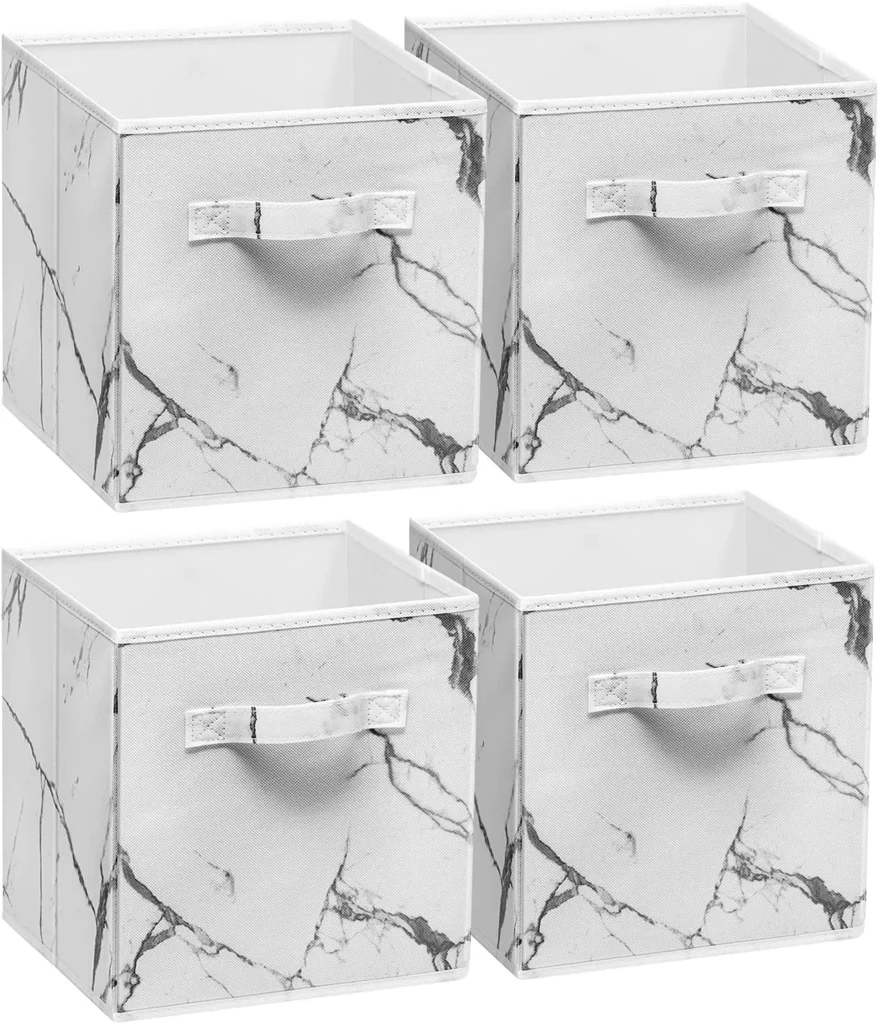 Mainstays Collapsible Fabric Cube Storage Bins – 6-Pack Gray Flannel — alternate angle showing full product