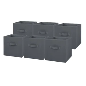 Mainstays Collapsible Cube Fabric Storage Bins 10 5 x 10 5 6 Pack Gray Flannel