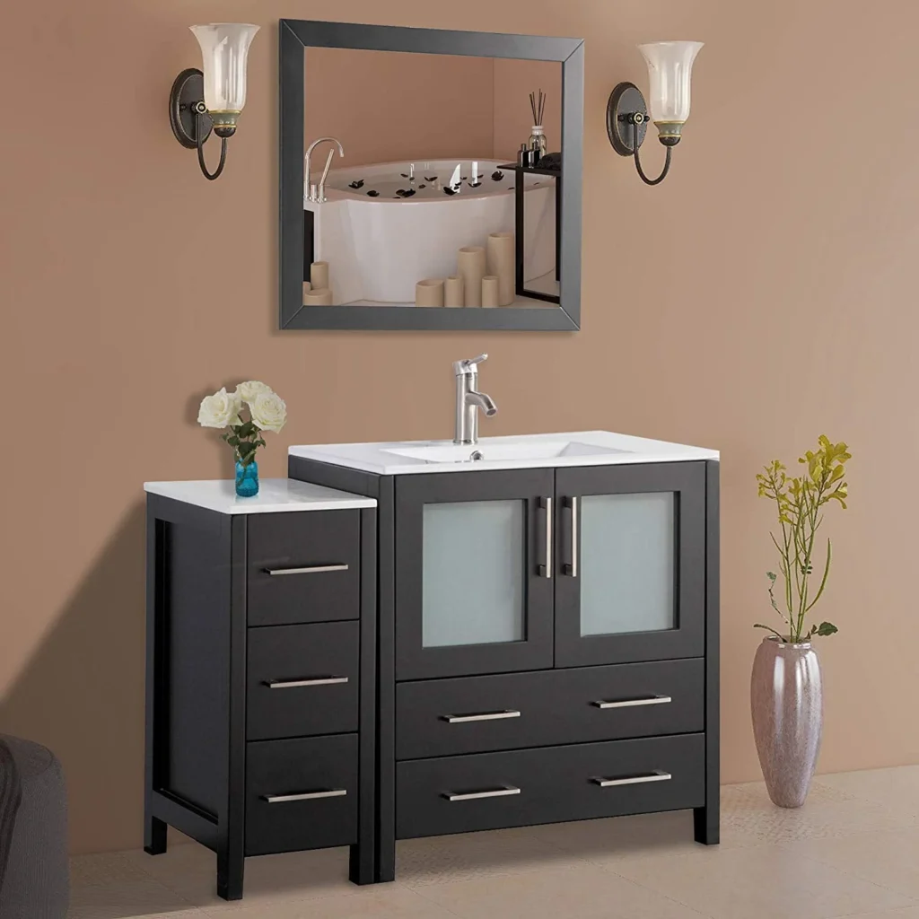 Mainstays Compact Makeup Vanity Set – Space-Saving Beauty Station — close-up detail of design and finish