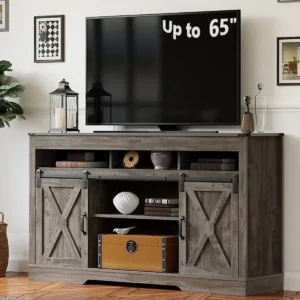 Mainstays Farmhouse Fireplace TV Stand for TVs up to 55 Black Walnut Finish