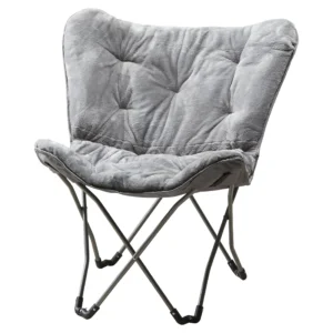 Mainstays Faux Fur Butterfly Chair for Kids and Teens Gray
