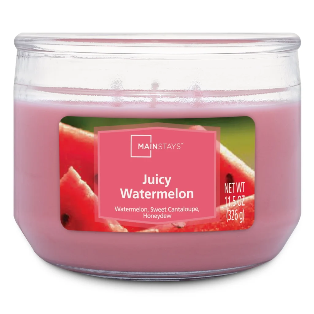 Mainstays Juicy Watermelon Scented 3 Wick Glass Jar Candle 11 5 oz