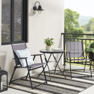 Mainstays Outdoor Bistro Set Black 3 Piece with Folding