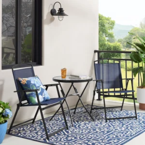 Mainstays Outdoor Bistro Set Black 3 Piece with Folding