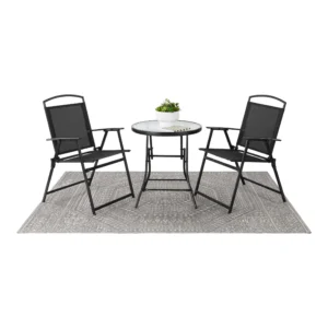 Mainstays Outdoor Bistro Set Black 3 Piece with Folding